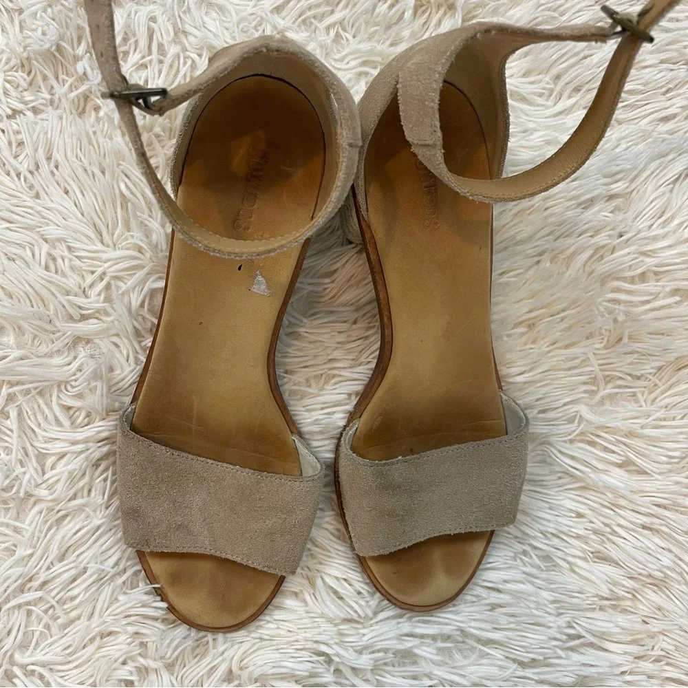 SOLUDOS Capri Suede Block Heel Espadrille Sandals beige tan ankle strap size 9